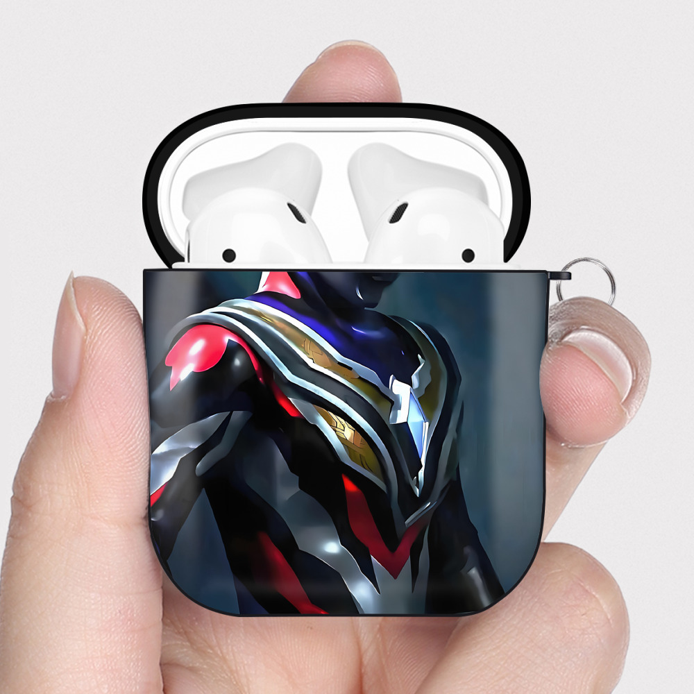 （画像用） ウルトラマン Ultraman AirPods 第2世代保護ケース ハードシェル ブラック 耐衝撃・防指紋・カラビナ付き