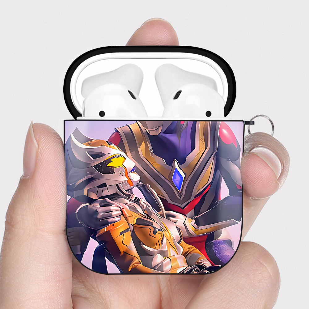 （画像用） ウルトラマン Ultraman AirPods 第2世代保護ケース ハードシェル ブラック 耐衝撃・防指紋・カラビナ付き