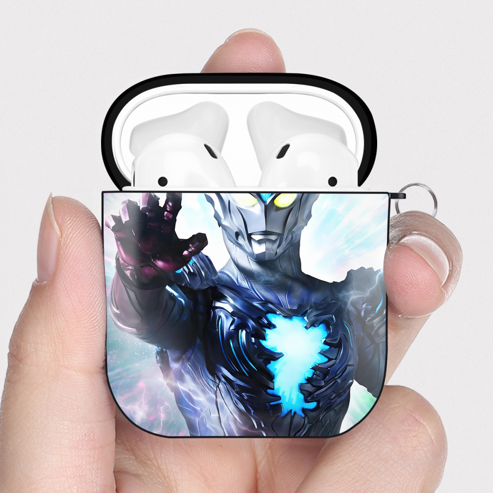 （画像用） ウルトラマン Ultraman AirPods 第2世代保護ケース ハードシェル ブラック 耐衝撃・防指紋・カラビナ付き