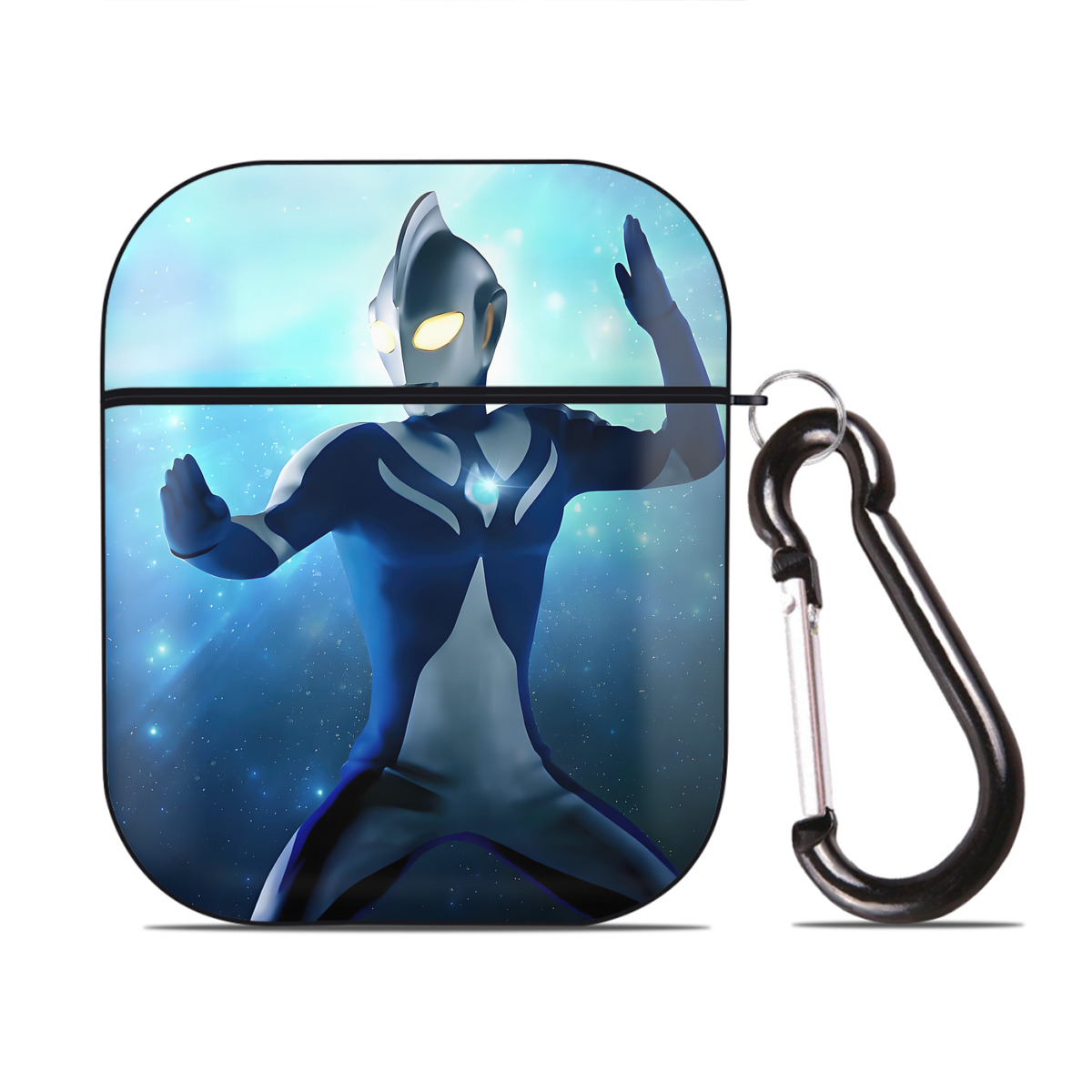 （画像用） ウルトラマン Ultraman AirPods 第2世代保護ケース ハードシェル ブラック 耐衝撃・防指紋・カラビナ付き