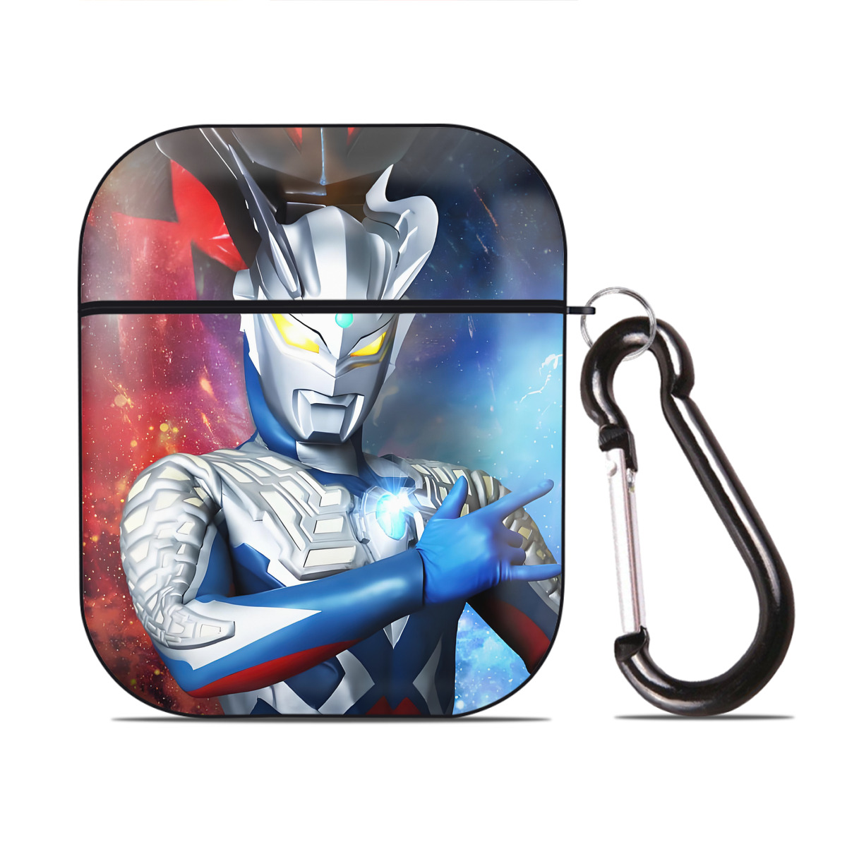 （画像用） ウルトラマン Ultraman AirPods 第2世代保護ケース ハードシェル ブラック 耐衝撃・防指紋・カラビナ付き