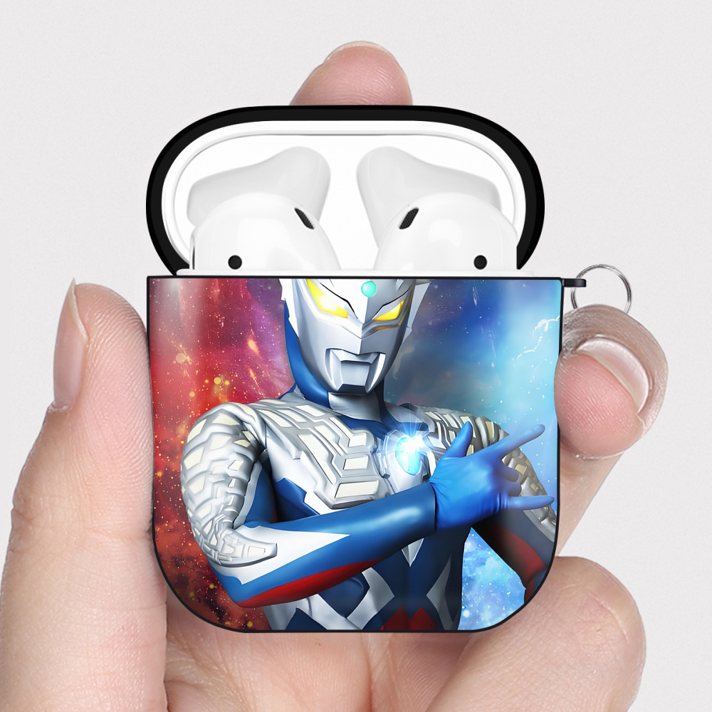 （画像用） ウルトラマン Ultraman AirPods 第2世代保護ケース ハードシェル ブラック 耐衝撃・防指紋・カラビナ付き