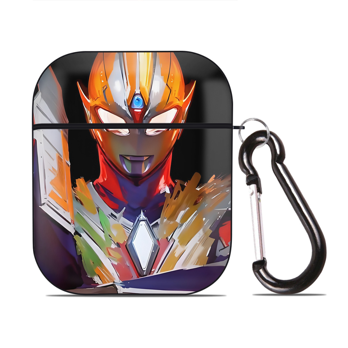 （画像用） ウルトラマン Ultraman AirPods 第2世代保護ケース ハードシェル ブラック 耐衝撃・防指紋・カラビナ付き