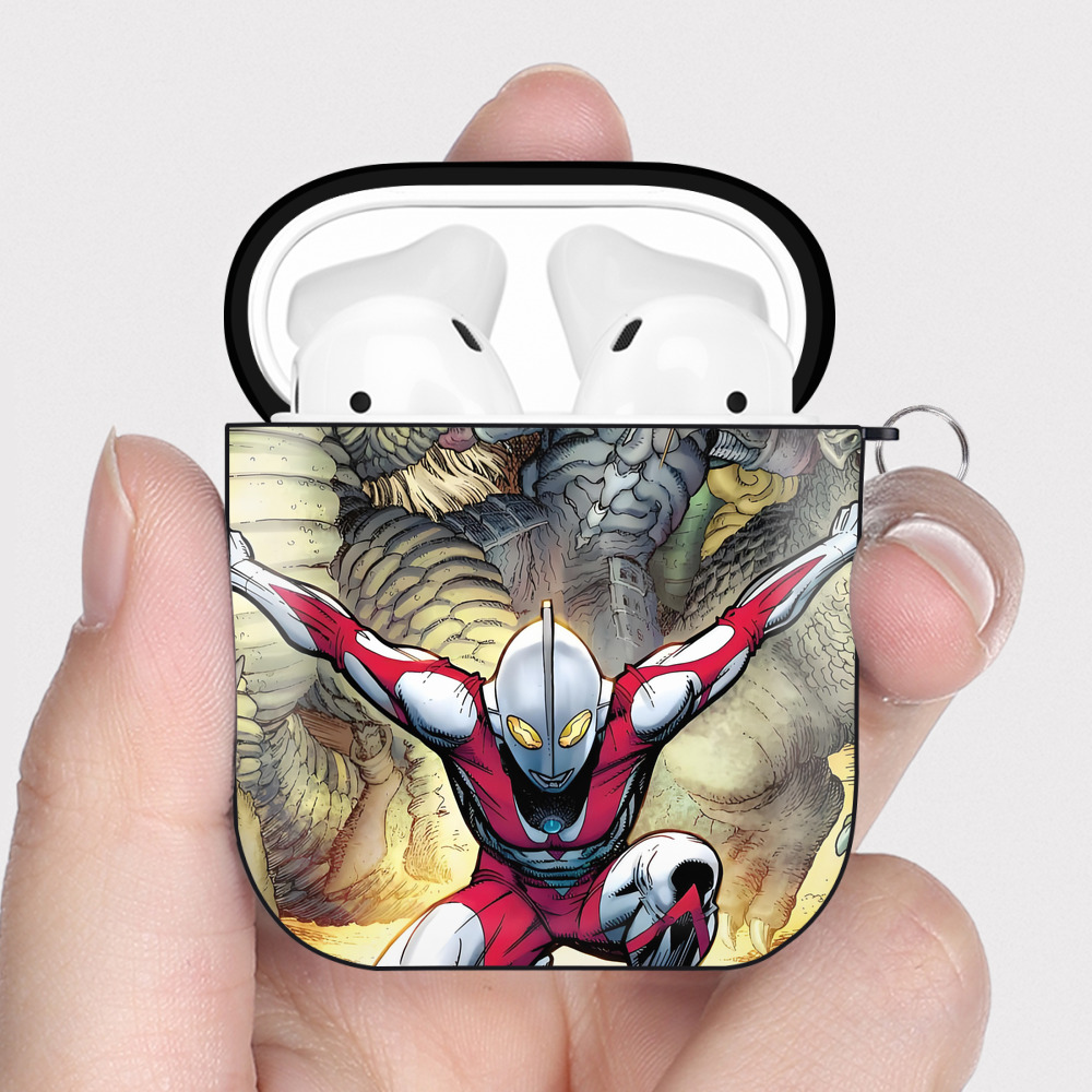 （画像用） ウルトラマン Ultraman AirPods 第2世代保護ケース ハードシェル ブラック 耐衝撃・防指紋・カラビナ付き