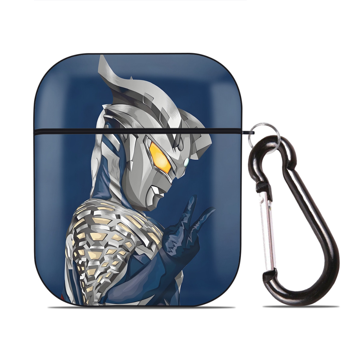（画像用） ウルトラマン Ultraman AirPods 第2世代保護ケース ハードシェル ブラック 耐衝撃・防指紋・カラビナ付き