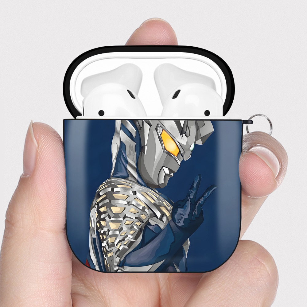 （画像用） ウルトラマン Ultraman AirPods 第2世代保護ケース ハードシェル ブラック 耐衝撃・防指紋・カラビナ付き