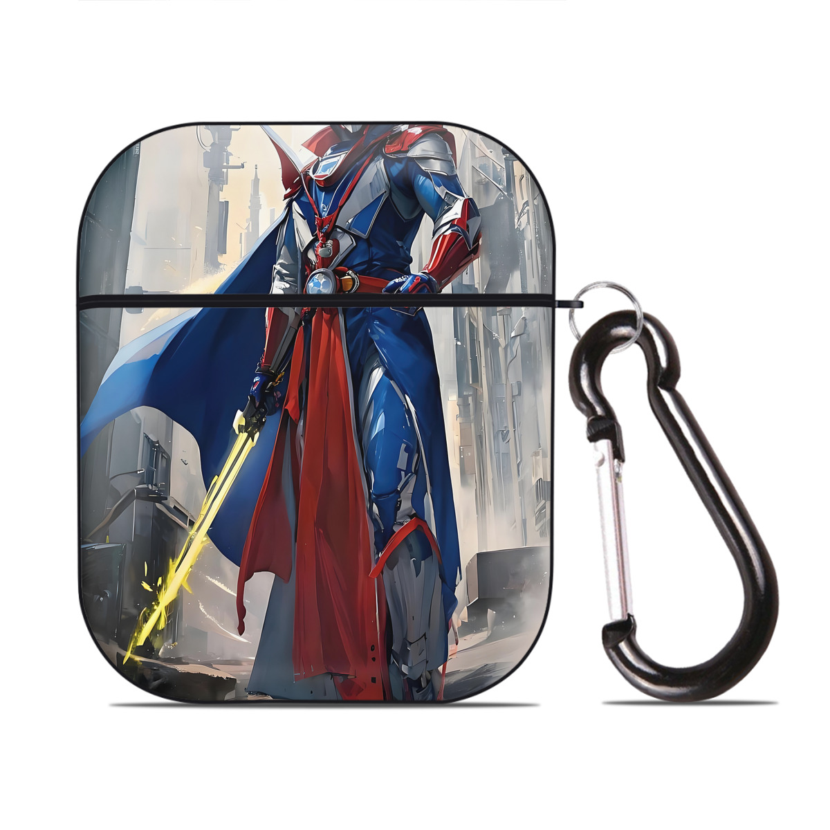 （画像用） ウルトラマン Ultraman AirPods 第2世代保護ケース ハードシェル ブラック 耐衝撃・防指紋・カラビナ付き