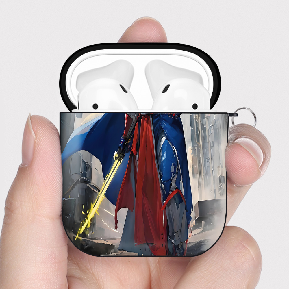 （画像用） ウルトラマン Ultraman AirPods 第2世代保護ケース ハードシェル ブラック 耐衝撃・防指紋・カラビナ付き