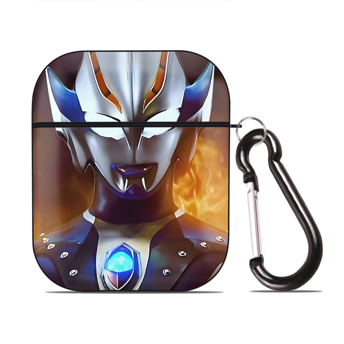 （画像用） ウルトラマン Ultraman AirPods 第2世代保護ケース ハードシェル ブラック 耐衝撃・防指紋・カラビナ付き