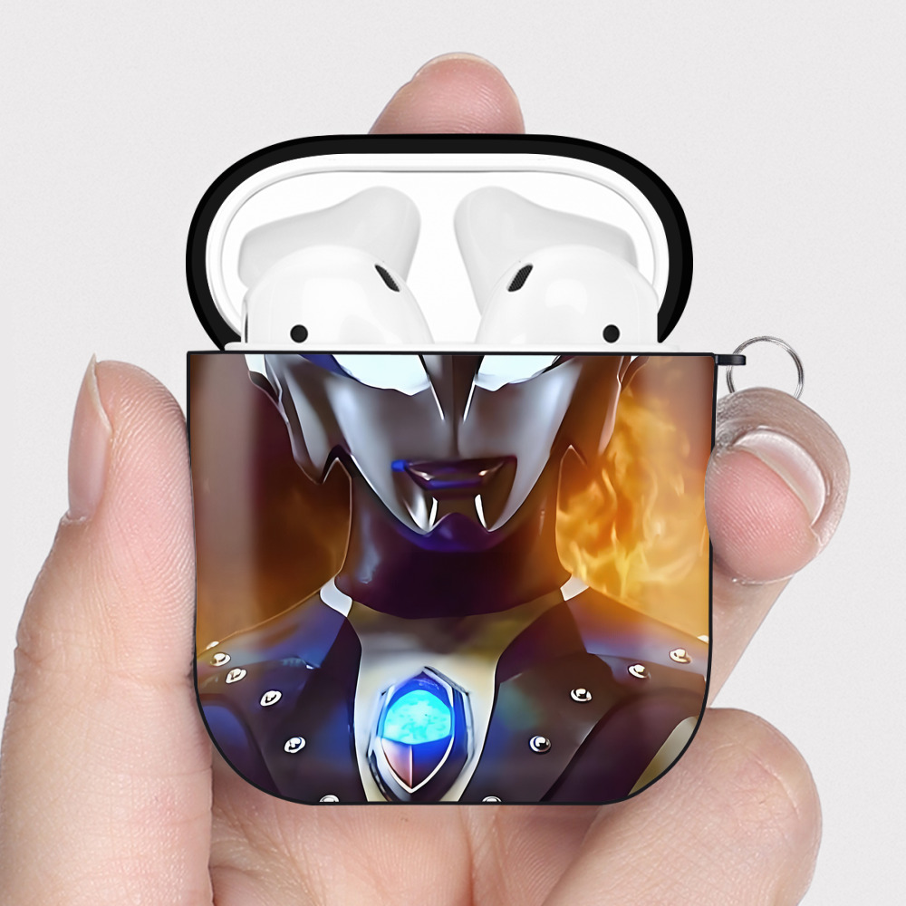 （画像用） ウルトラマン Ultraman AirPods 第2世代保護ケース ハードシェル ブラック 耐衝撃・防指紋・カラビナ付き