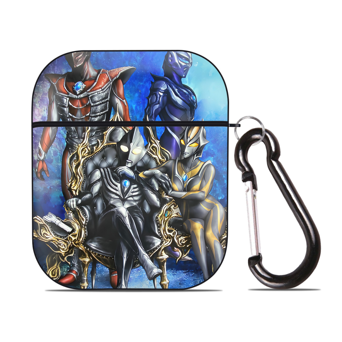（画像用） ウルトラマン Ultraman AirPods 第2世代保護ケース ハードシェル ブラック 耐衝撃・防指紋・カラビナ付き
