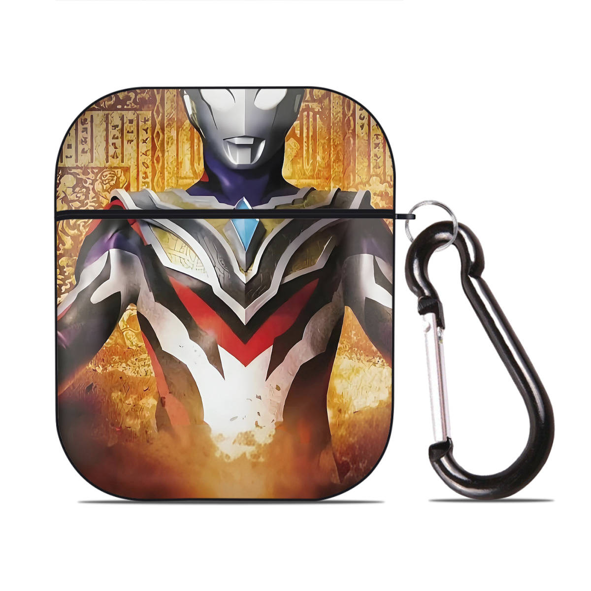 （画像用） ウルトラマン Ultraman AirPods 第2世代保護ケース ハードシェル ブラック 耐衝撃・防指紋・カラビナ付き