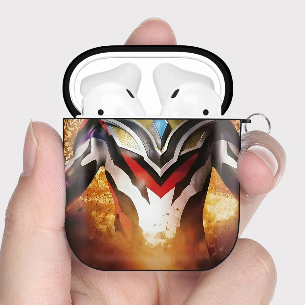 （画像用） ウルトラマン Ultraman AirPods 第2世代保護ケース ハードシェル ブラック 耐衝撃・防指紋・カラビナ付き