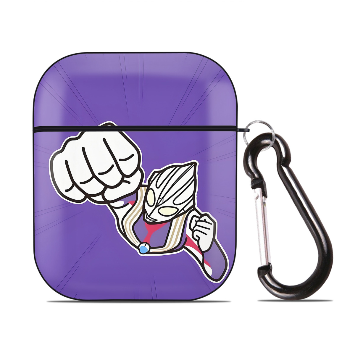 （画像用） ウルトラマン Ultraman AirPods 第2世代保護ケース ハードシェル ブラック 耐衝撃・防指紋・カラビナ付き