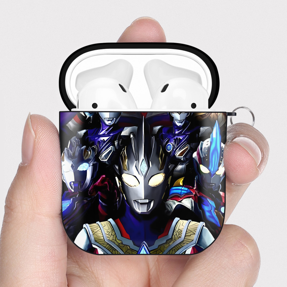 （画像用） ウルトラマン Ultraman AirPods 第2世代保護ケース ハードシェル ブラック 耐衝撃・防指紋・カラビナ付き