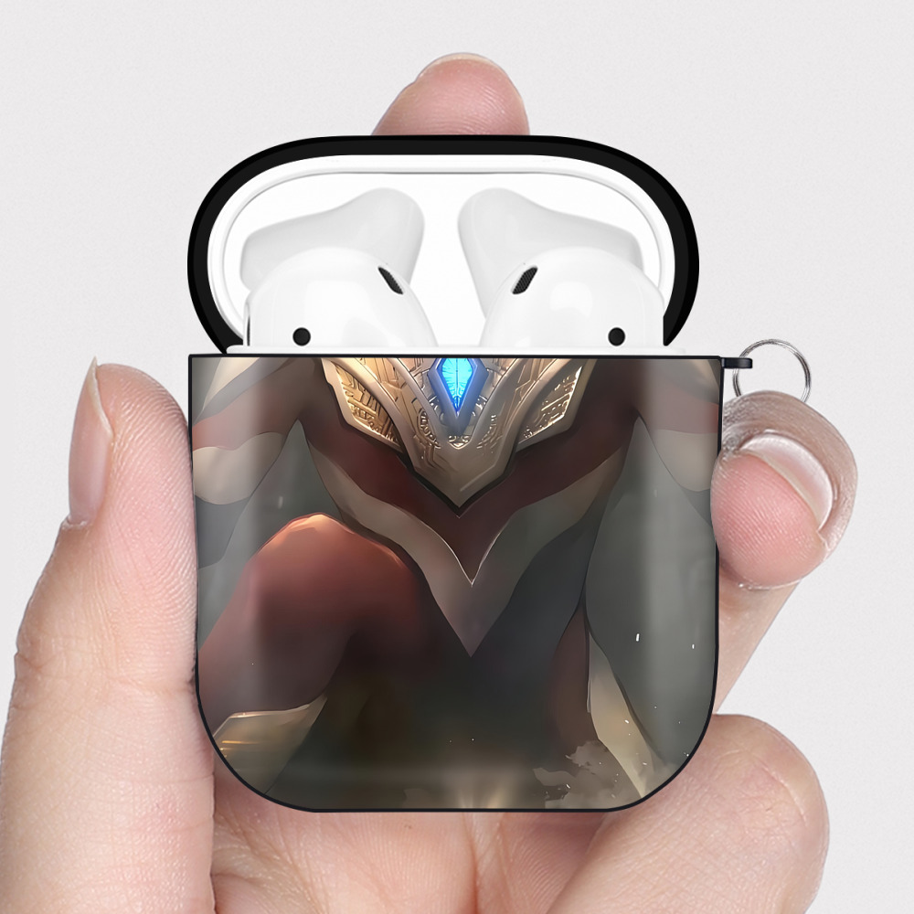 （画像用） ウルトラマン Ultraman AirPods 第2世代保護ケース ハードシェル ブラック 耐衝撃・防指紋・カラビナ付き