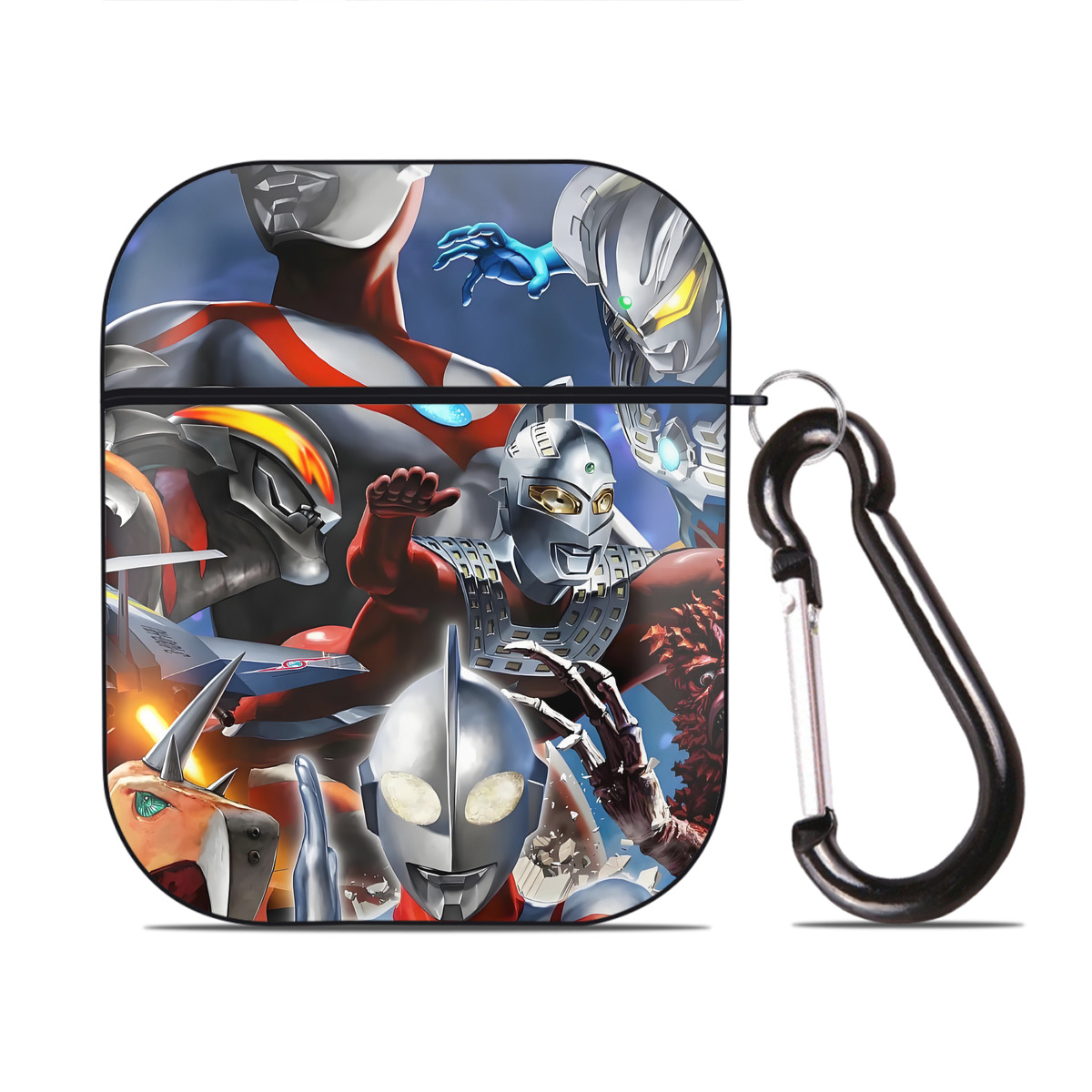 （画像用） ウルトラマン Ultraman AirPods 第2世代保護ケース ハードシェル ブラック 耐衝撃・防指紋・カラビナ付き
