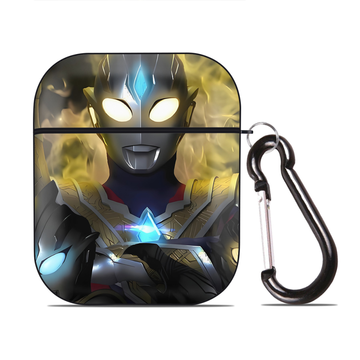 （画像用） ウルトラマン Ultraman AirPods 第2世代保護ケース ハードシェル ブラック 耐衝撃・防指紋・カラビナ付き