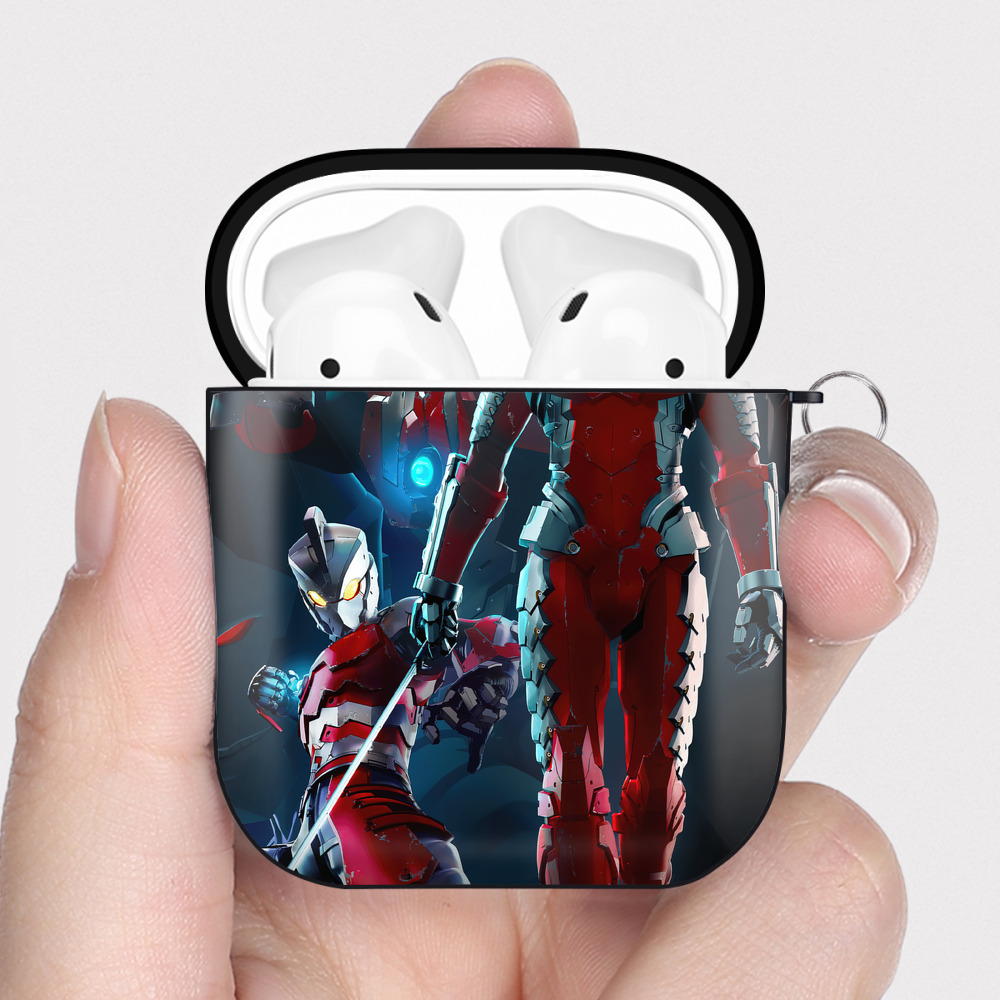 （画像用） ウルトラマン Ultraman AirPods 第2世代保護ケース ハードシェル ブラック 耐衝撃・防指紋・カラビナ付き