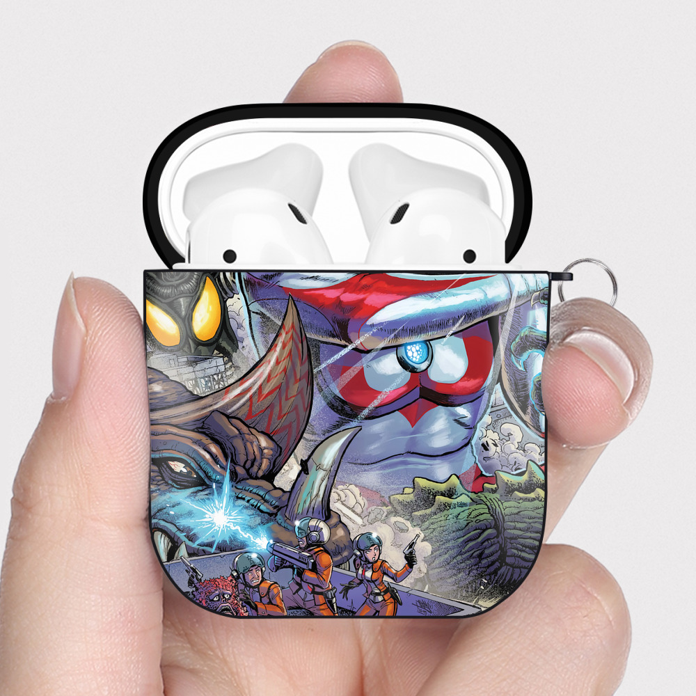 （画像用） ウルトラマン Ultraman AirPods 第2世代保護ケース ハードシェル ブラック 耐衝撃・防指紋・カラビナ付き