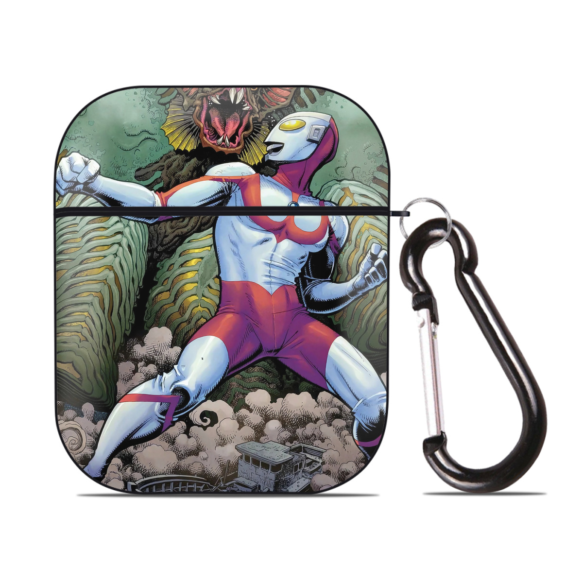 （画像用） ウルトラマン Ultraman AirPods 第2世代保護ケース ハードシェル ブラック 耐衝撃・防指紋・カラビナ付き