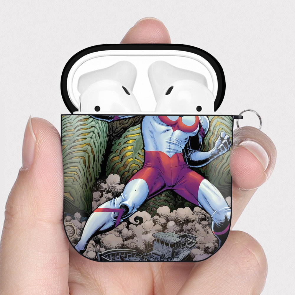 （画像用） ウルトラマン Ultraman AirPods 第2世代保護ケース ハードシェル ブラック 耐衝撃・防指紋・カラビナ付き