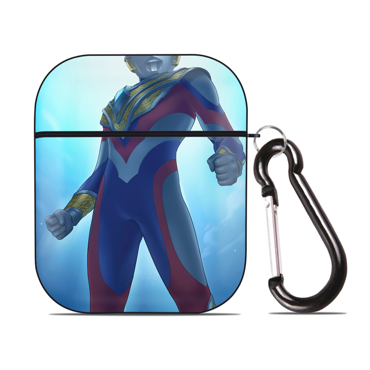 （画像用） ウルトラマン Ultraman AirPods 第2世代保護ケース ハードシェル ブラック 耐衝撃・防指紋・カラビナ付き