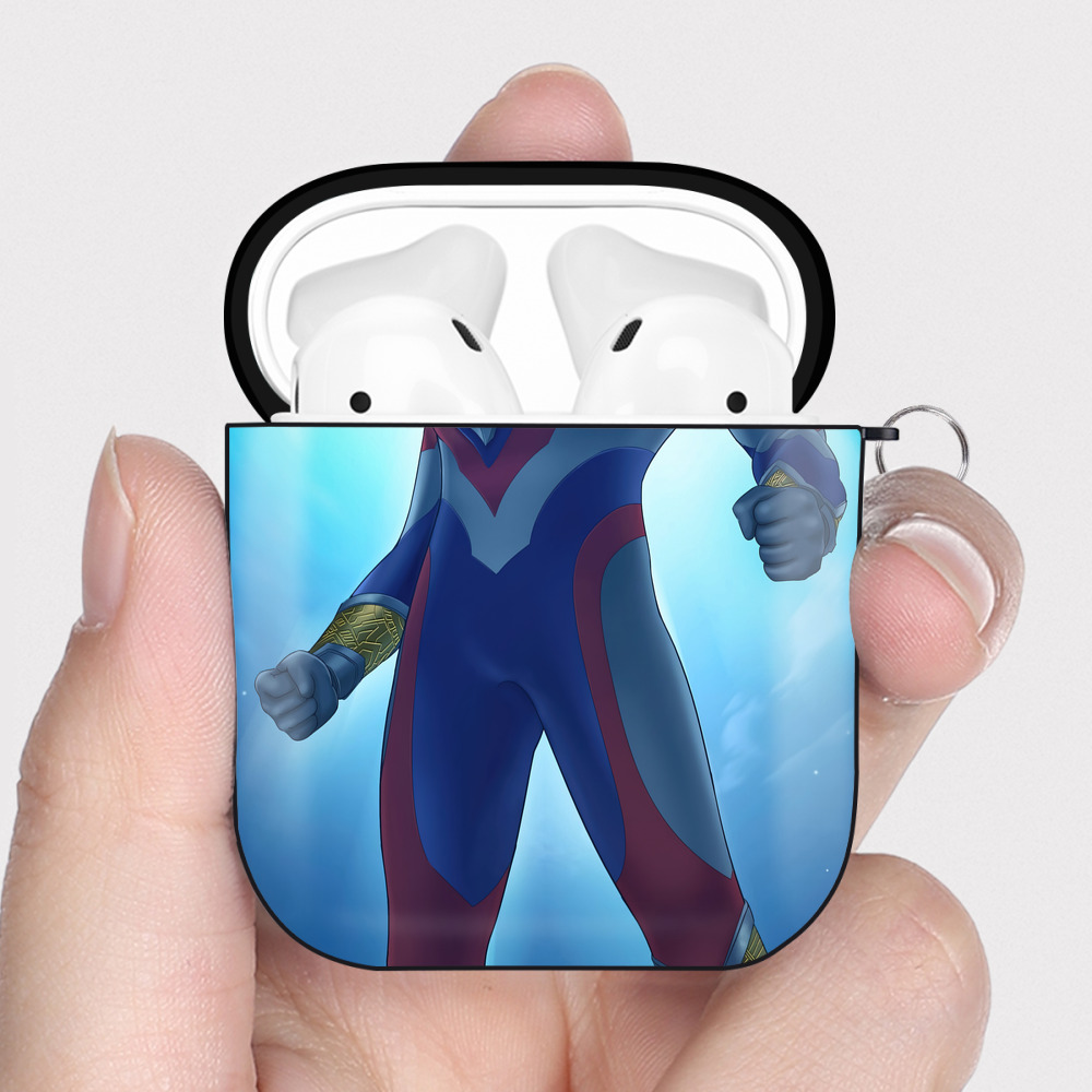 （画像用） ウルトラマン Ultraman AirPods 第2世代保護ケース ハードシェル ブラック 耐衝撃・防指紋・カラビナ付き
