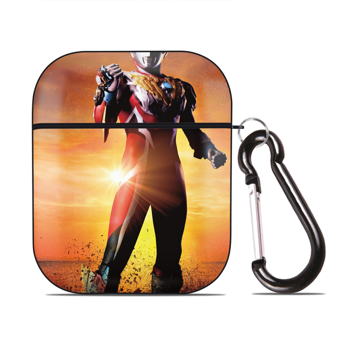 （画像用） ウルトラマン Ultraman AirPods 第2世代保護ケース ハードシェル ブラック 耐衝撃・防指紋・カラビナ付き
