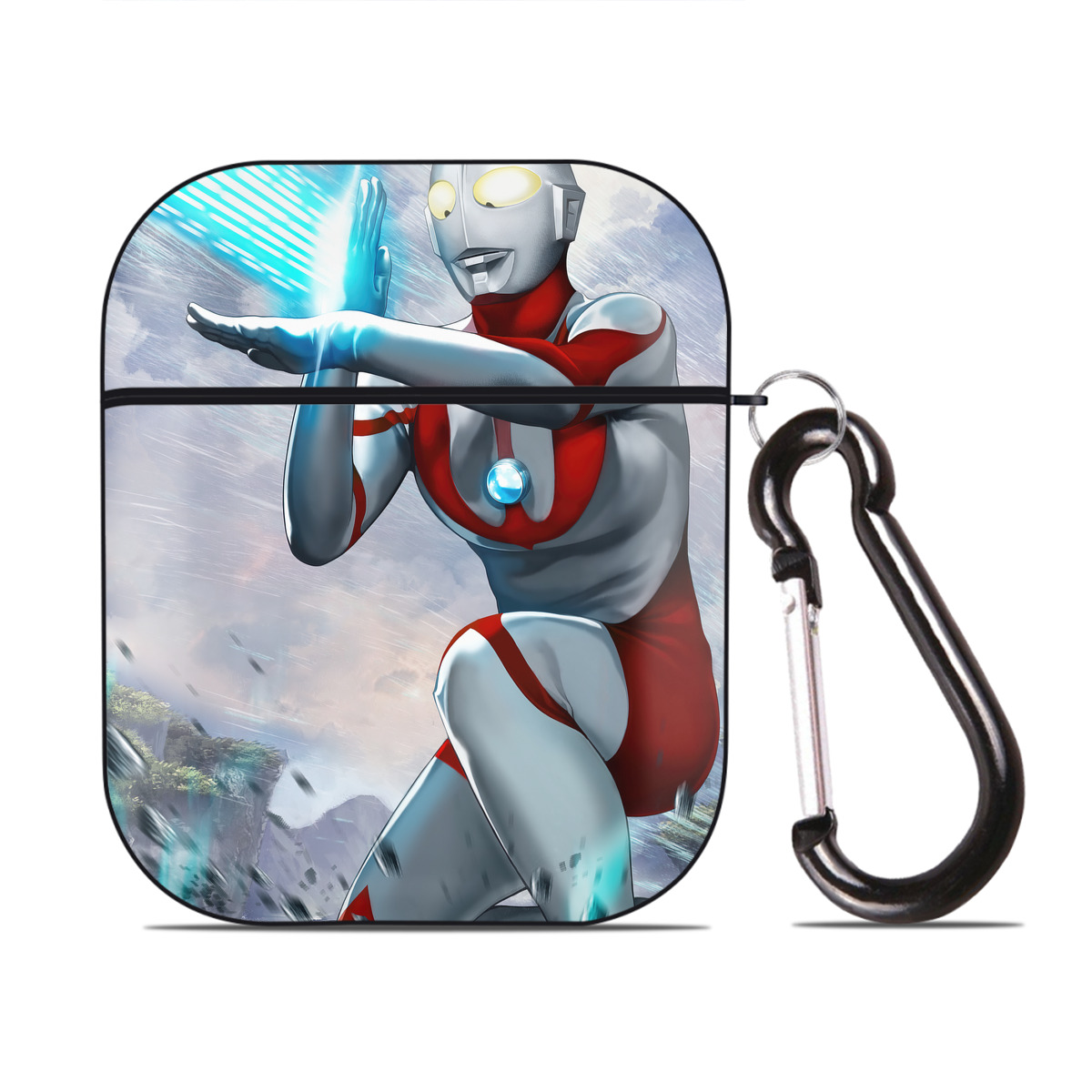 （画像用） ウルトラマン Ultraman AirPods 第2世代保護ケース ハードシェル ブラック 耐衝撃・防指紋・カラビナ付き