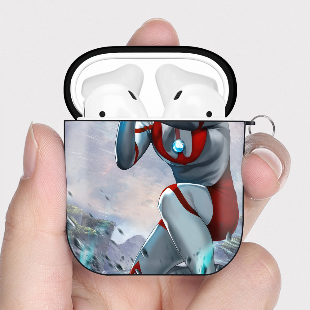 （画像用） ウルトラマン Ultraman AirPods 第2世代保護ケース ハードシェル ブラック 耐衝撃・防指紋・カラビナ付き
