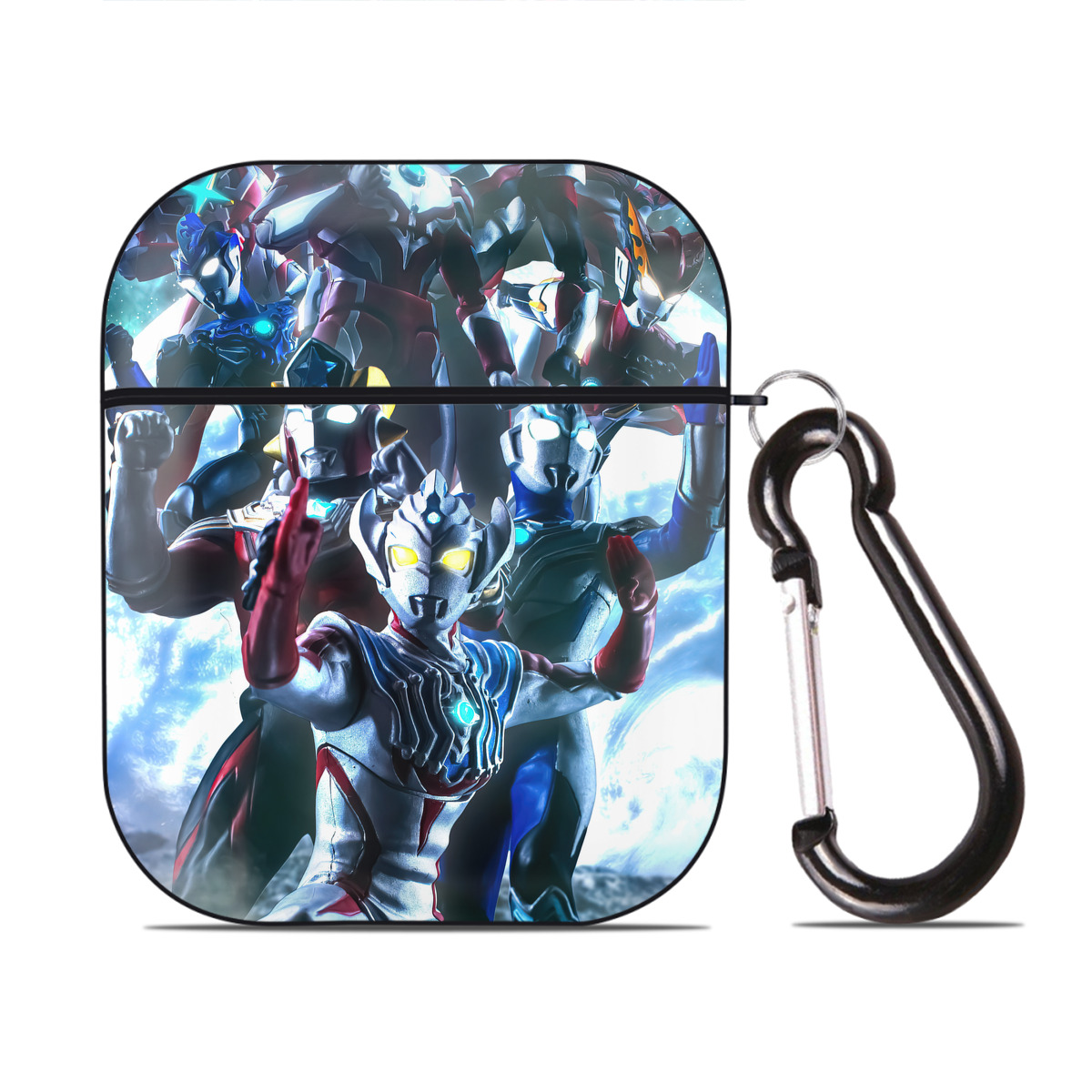 （画像用） ウルトラマン Ultraman AirPods 第2世代保護ケース ハードシェル ブラック 耐衝撃・防指紋・カラビナ付き
