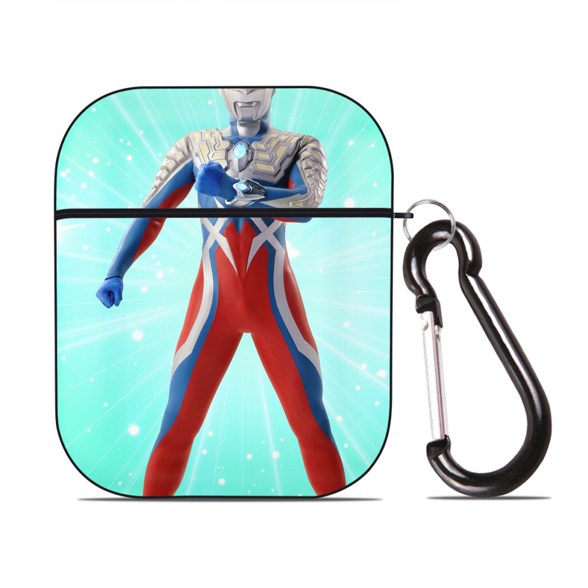 （画像用） ウルトラマン Ultraman AirPods 第2世代保護ケース ハードシェル ブラック 耐衝撃・防指紋・カラビナ付き
