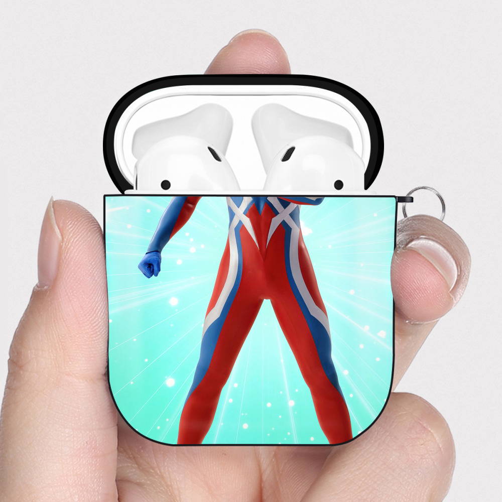 （画像用） ウルトラマン Ultraman AirPods 第2世代保護ケース ハードシェル ブラック 耐衝撃・防指紋・カラビナ付き