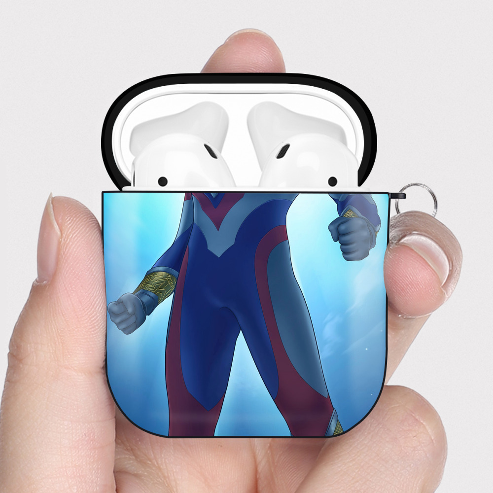（画像用） ウルトラマン Ultraman AirPods 第2世代保護ケース ハードシェル ブラック 耐衝撃・防指紋・カラビナ付き