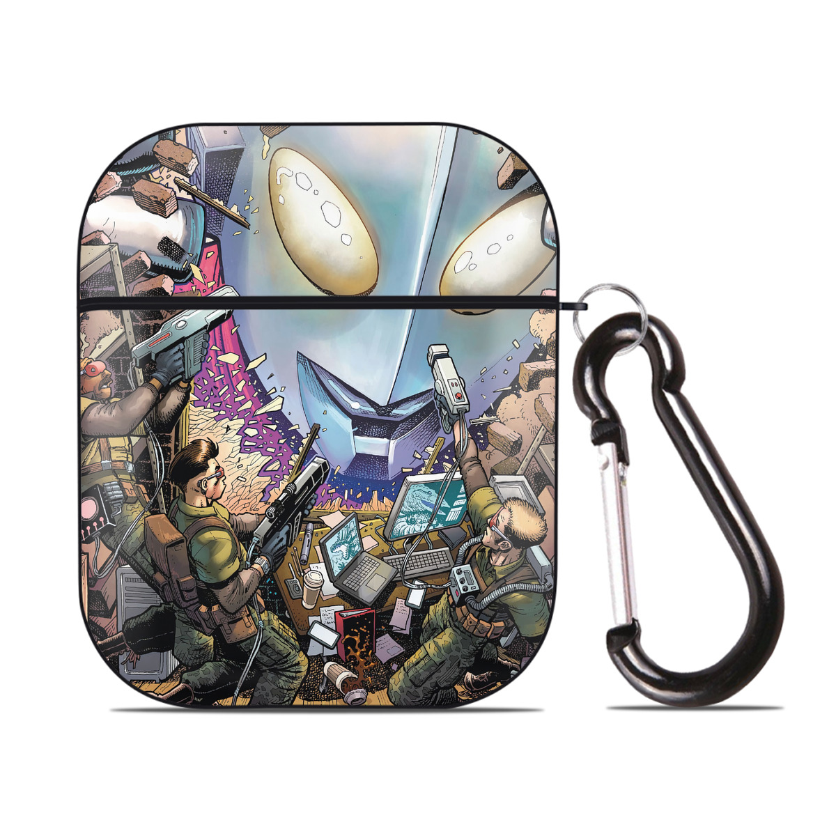 （画像用） ウルトラマン Ultraman AirPods 第2世代保護ケース ハードシェル ブラック 耐衝撃・防指紋・カラビナ付き
