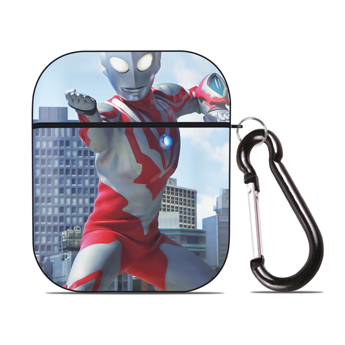 （画像用） ウルトラマン Ultraman AirPods 第2世代保護ケース ハードシェル ブラック 耐衝撃・防指紋・カラビナ付き