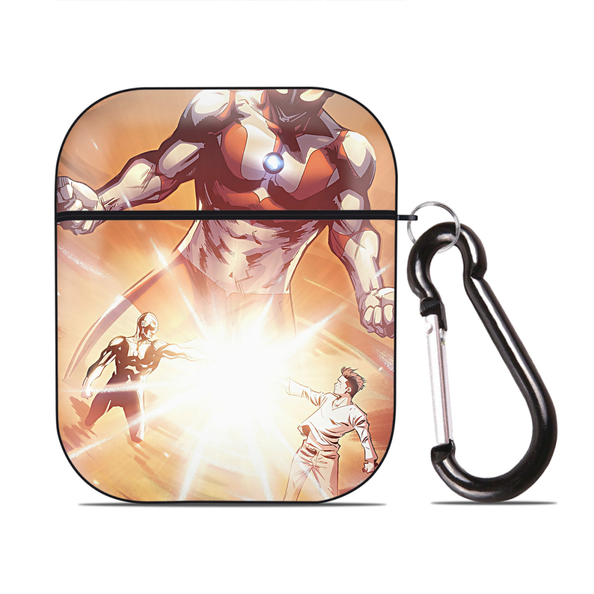 （画像用） ウルトラマン Ultraman AirPods 第2世代保護ケース ハードシェル ブラック 耐衝撃・防指紋・カラビナ付き