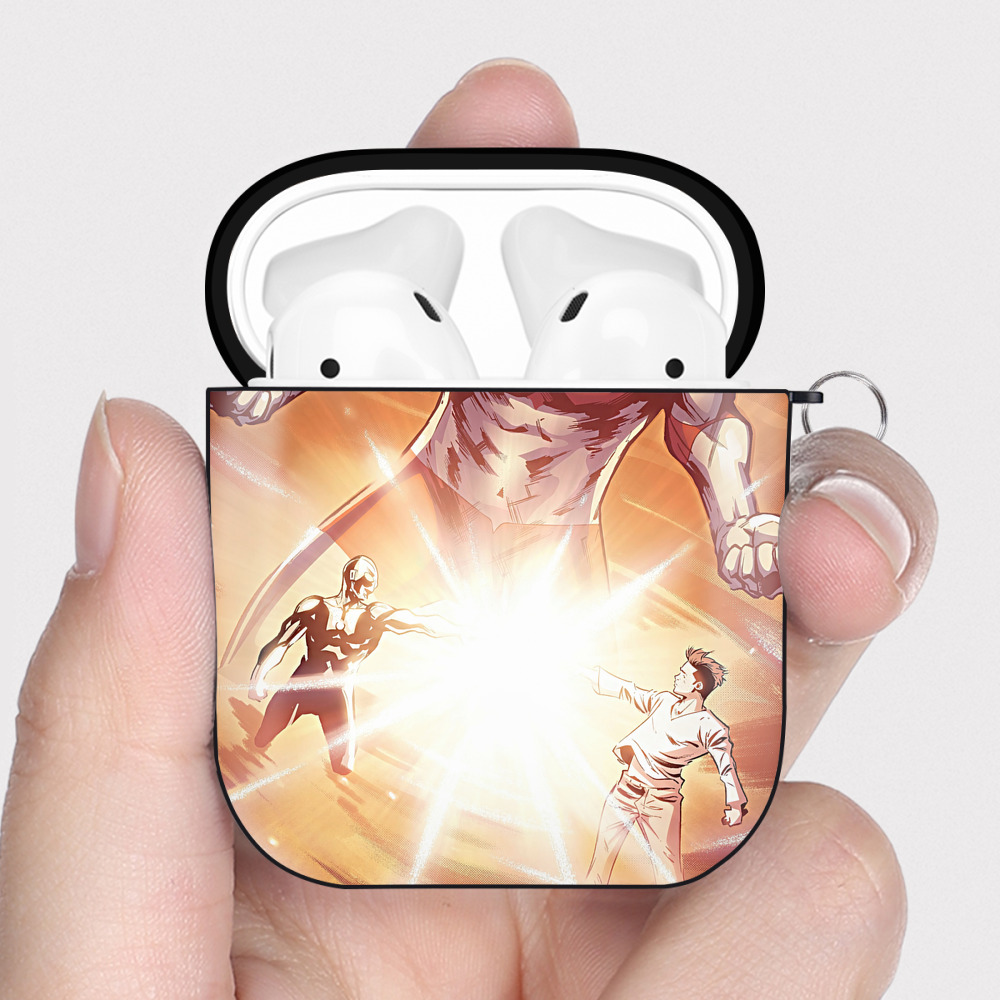 （画像用） ウルトラマン Ultraman AirPods 第2世代保護ケース ハードシェル ブラック 耐衝撃・防指紋・カラビナ付き