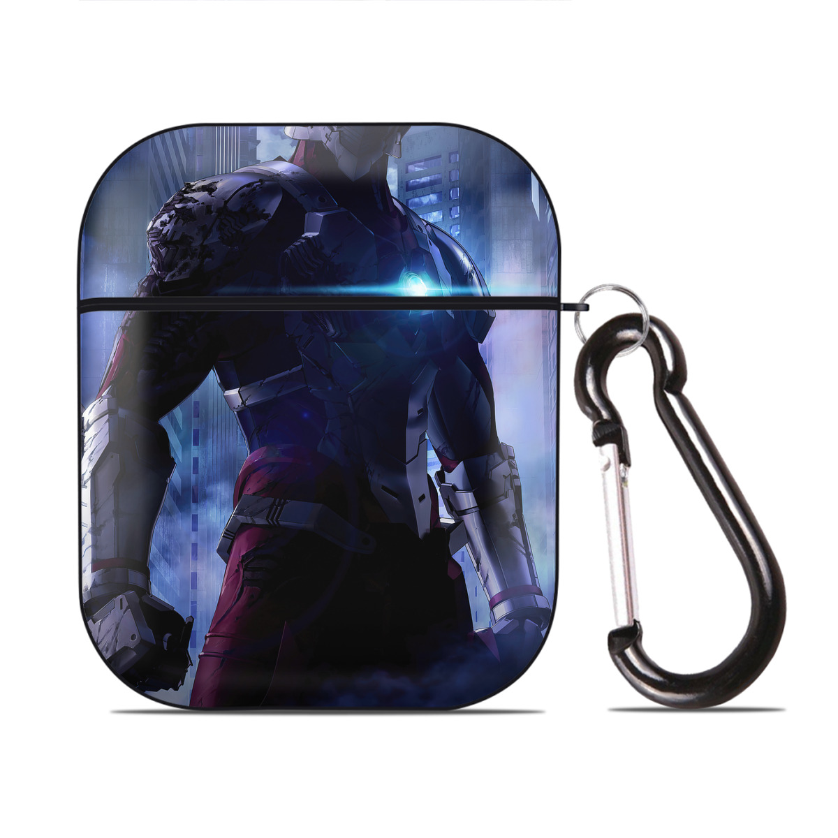 （画像用） ウルトラマン Ultraman AirPods 第2世代保護ケース ハードシェル ブラック 耐衝撃・防指紋・カラビナ付き