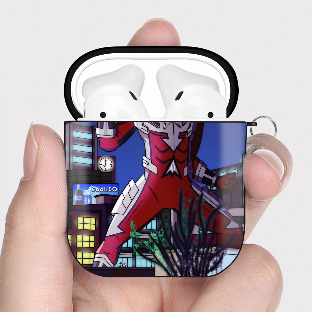 （画像用） ウルトラマン Ultraman AirPods 第2世代保護ケース ハードシェル ブラック 耐衝撃・防指紋・カラビナ付き