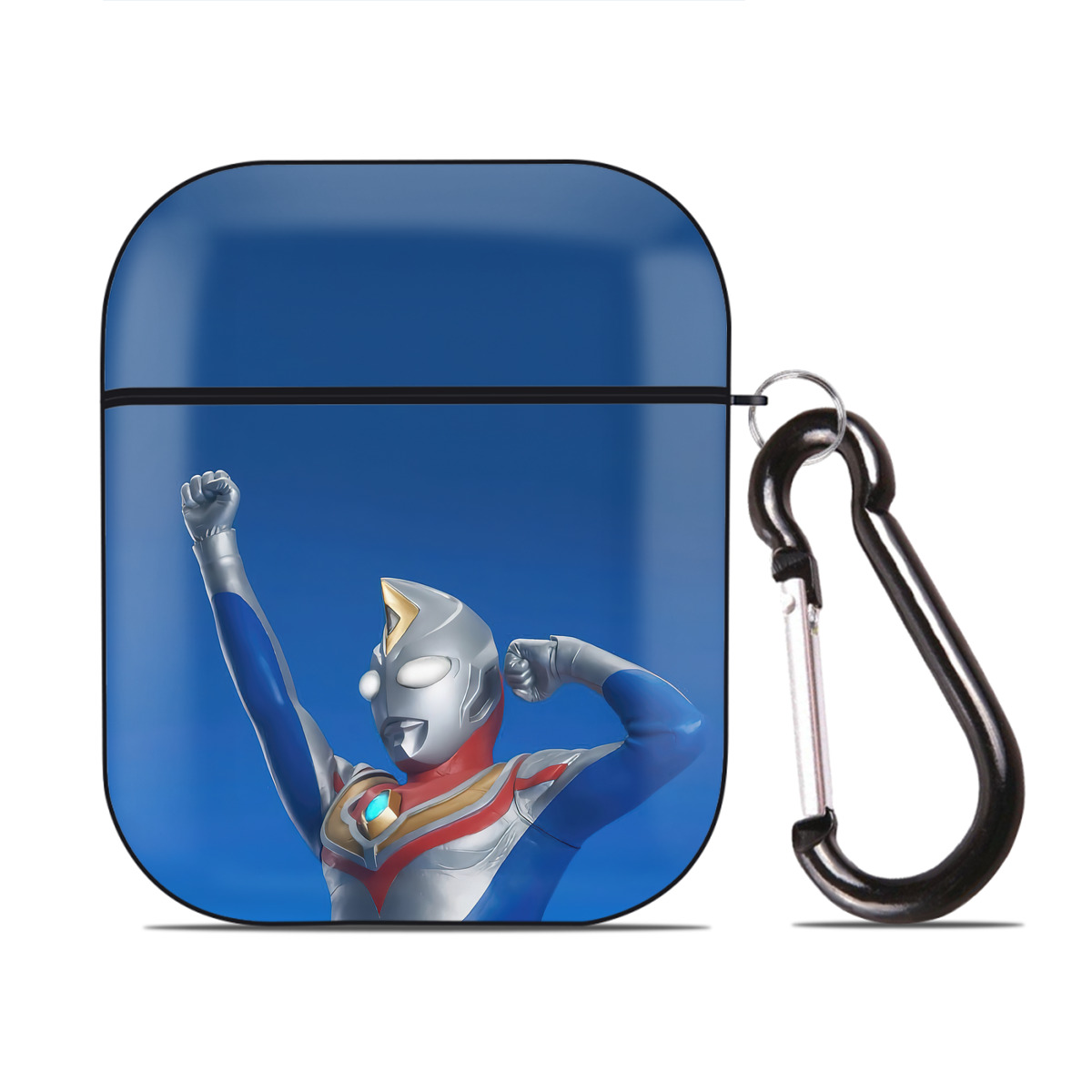 （画像用） ウルトラマン Ultraman AirPods 第2世代保護ケース ハードシェル ブラック 耐衝撃・防指紋・カラビナ付き