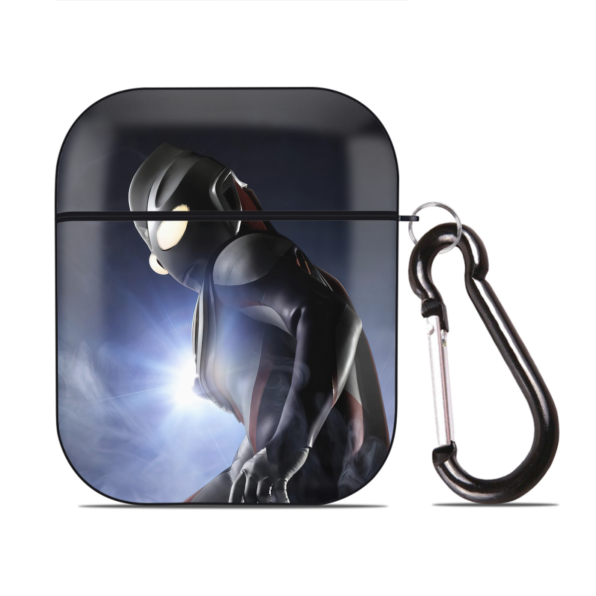 （画像用） ウルトラマン Ultraman AirPods 第2世代保護ケース ハードシェル ブラック 耐衝撃・防指紋・カラビナ付き