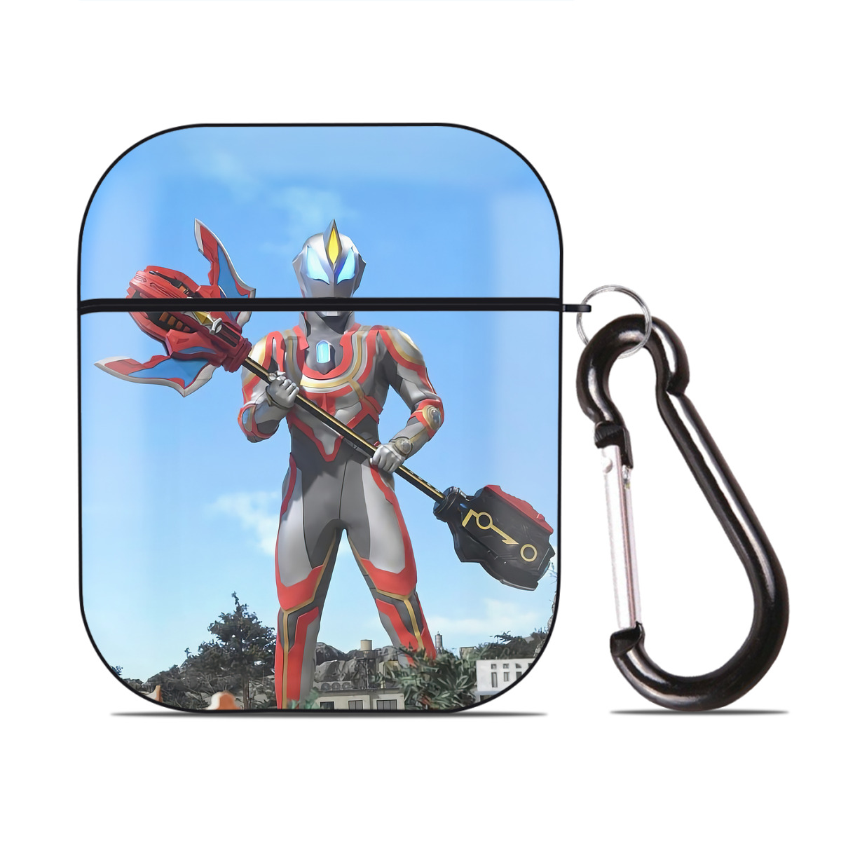（画像用） ウルトラマン Ultraman AirPods 第2世代保護ケース ハードシェル ブラック 耐衝撃・防指紋・カラビナ付き