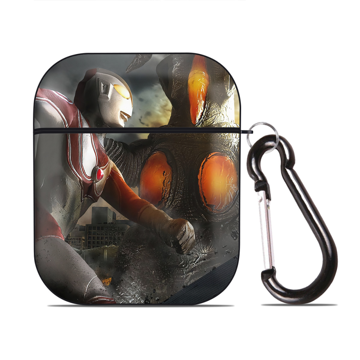 （画像用） ウルトラマン Ultraman AirPods 第2世代保護ケース ハードシェル ブラック 耐衝撃・防指紋・カラビナ付き