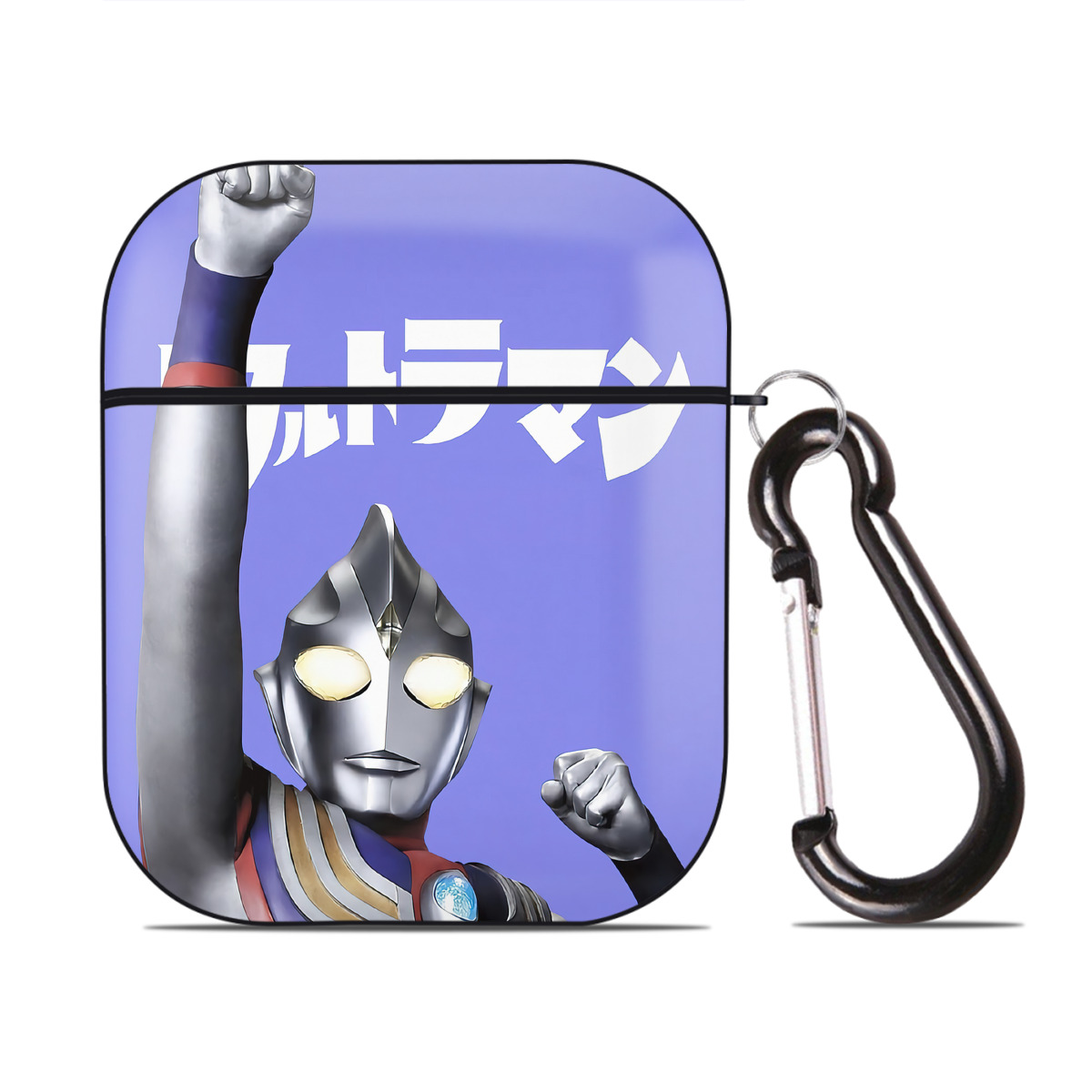 （画像用） ウルトラマン Ultraman AirPods 第2世代保護ケース ハードシェル ブラック 耐衝撃・防指紋・カラビナ付き