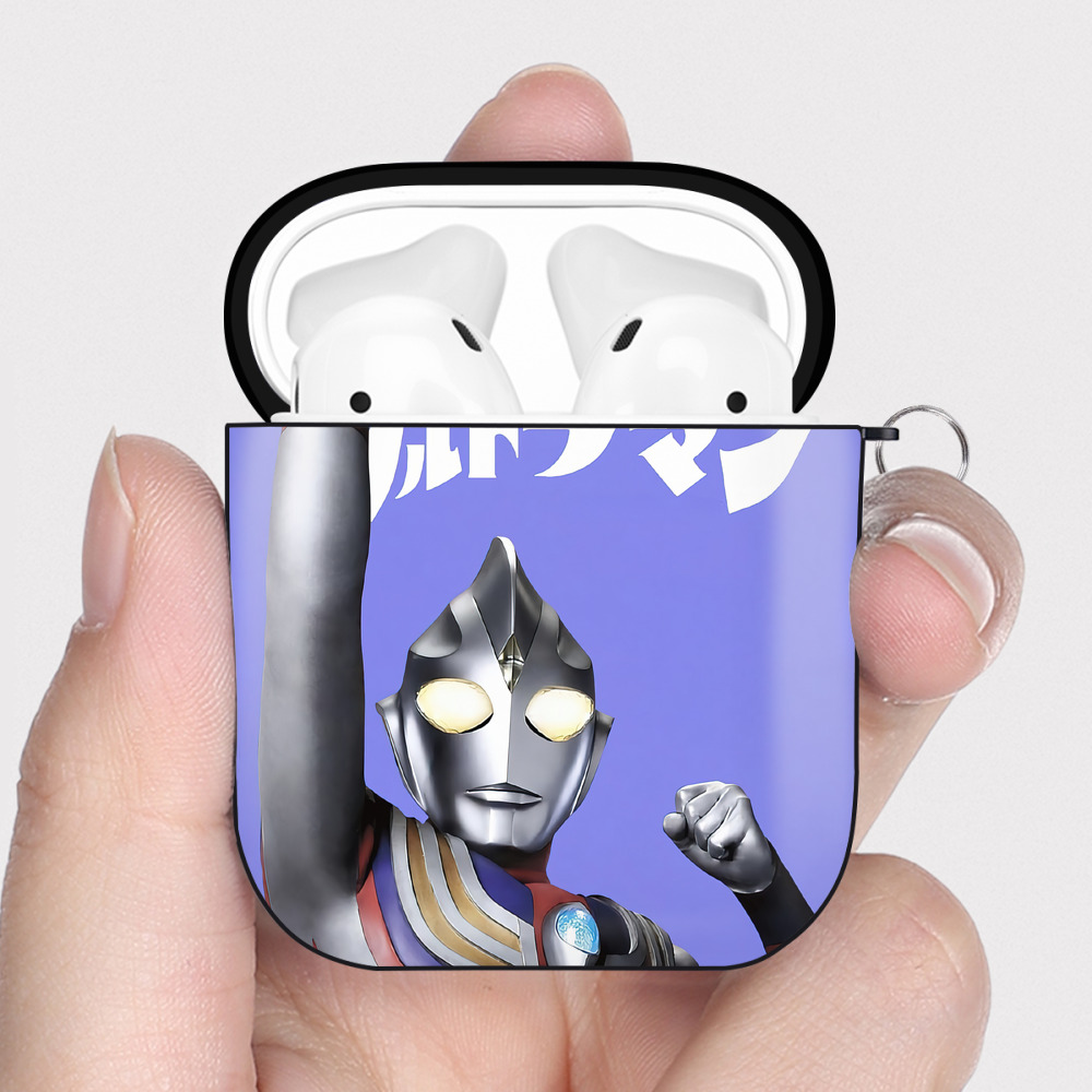 （画像用） ウルトラマン Ultraman AirPods 第2世代保護ケース ハードシェル ブラック 耐衝撃・防指紋・カラビナ付き