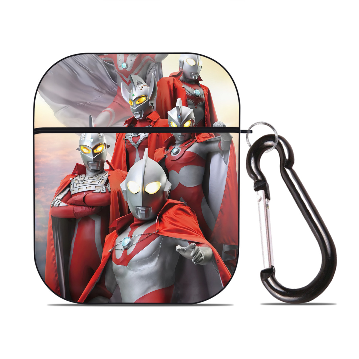 （画像用） ウルトラマン Ultraman AirPods 第2世代保護ケース ハードシェル ブラック 耐衝撃・防指紋・カラビナ付き