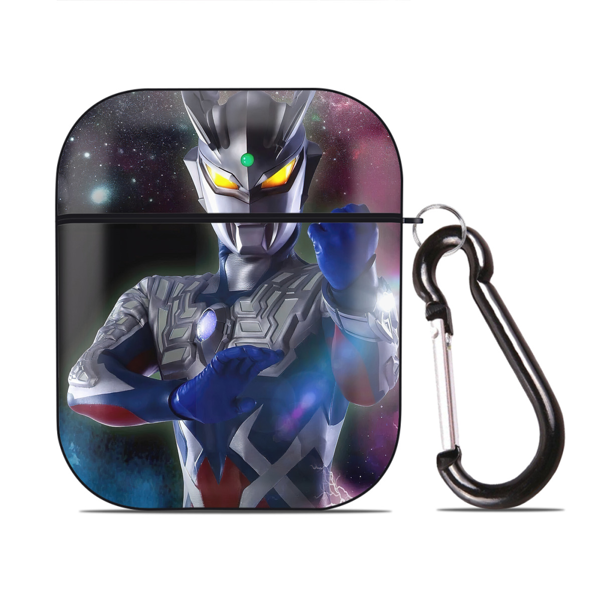 （画像用） ウルトラマン Ultraman AirPods 第2世代保護ケース ハードシェル ブラック 耐衝撃・防指紋・カラビナ付き
