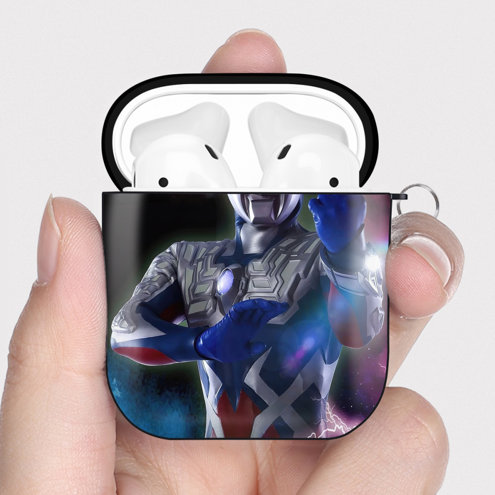 （画像用） ウルトラマン Ultraman AirPods 第2世代保護ケース ハードシェル ブラック 耐衝撃・防指紋・カラビナ付き